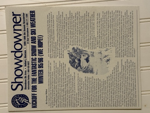 The Showdowner · 1995–1996 Ski Season Newsletter — page 1 of 4