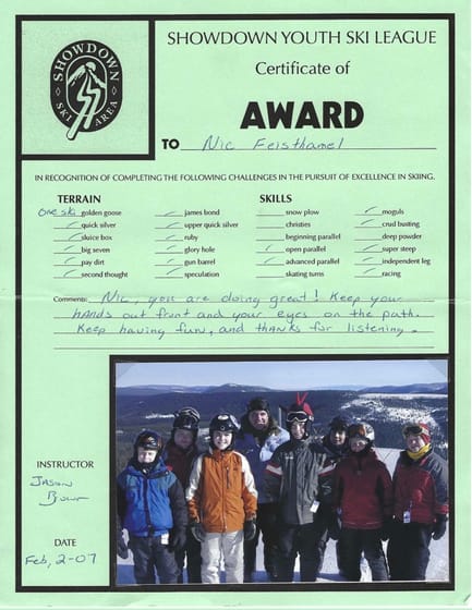 Center Showdown Ski League. Coach Jason Brown & team.2007 — Nic Feisthamel